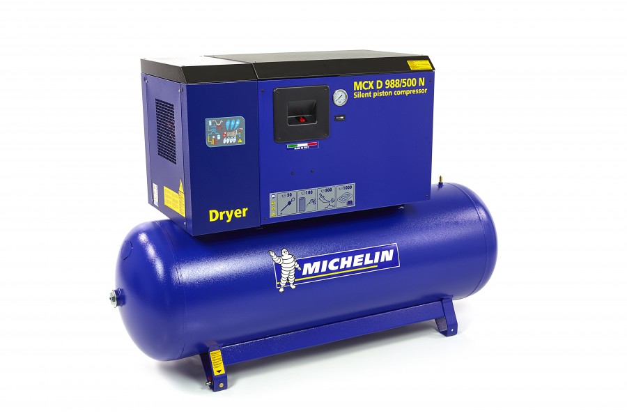 Michelin 10 PK 500 Liter Gedempte Compressor MCXD 988/500 N MET DROGER