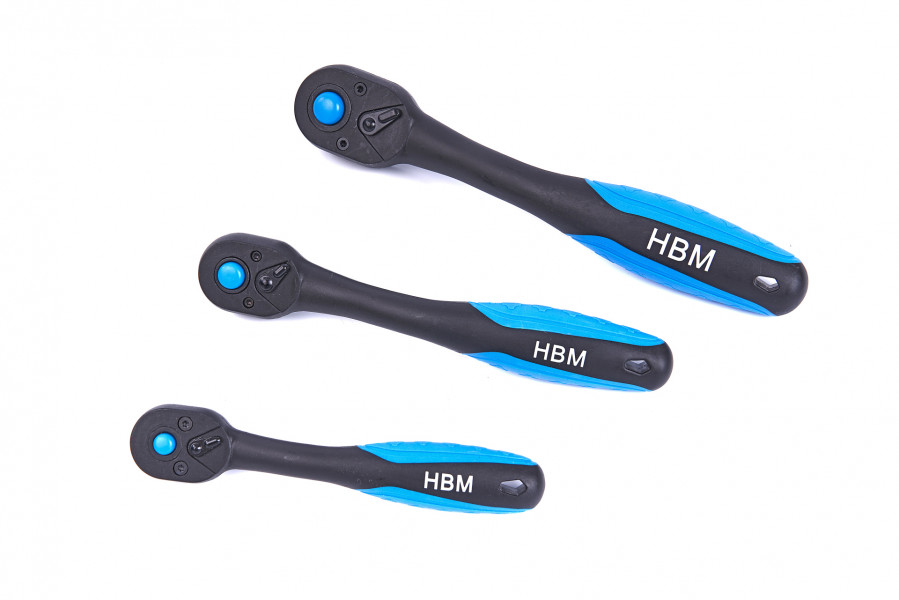 HBM 1/2" Professionele Premium Ratel 72 Tands Blauw / Zwart