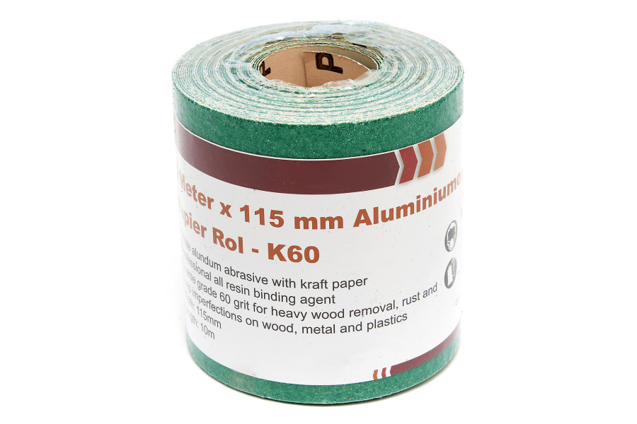 HBM 10 Meter x 115 mm Aluminiumoxide Schuurpapier Rol - K60